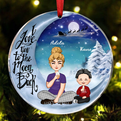 Grandma - I Love You To The Moon And Back - Personalized Circle Ornament T1 - Makezbright Gifts