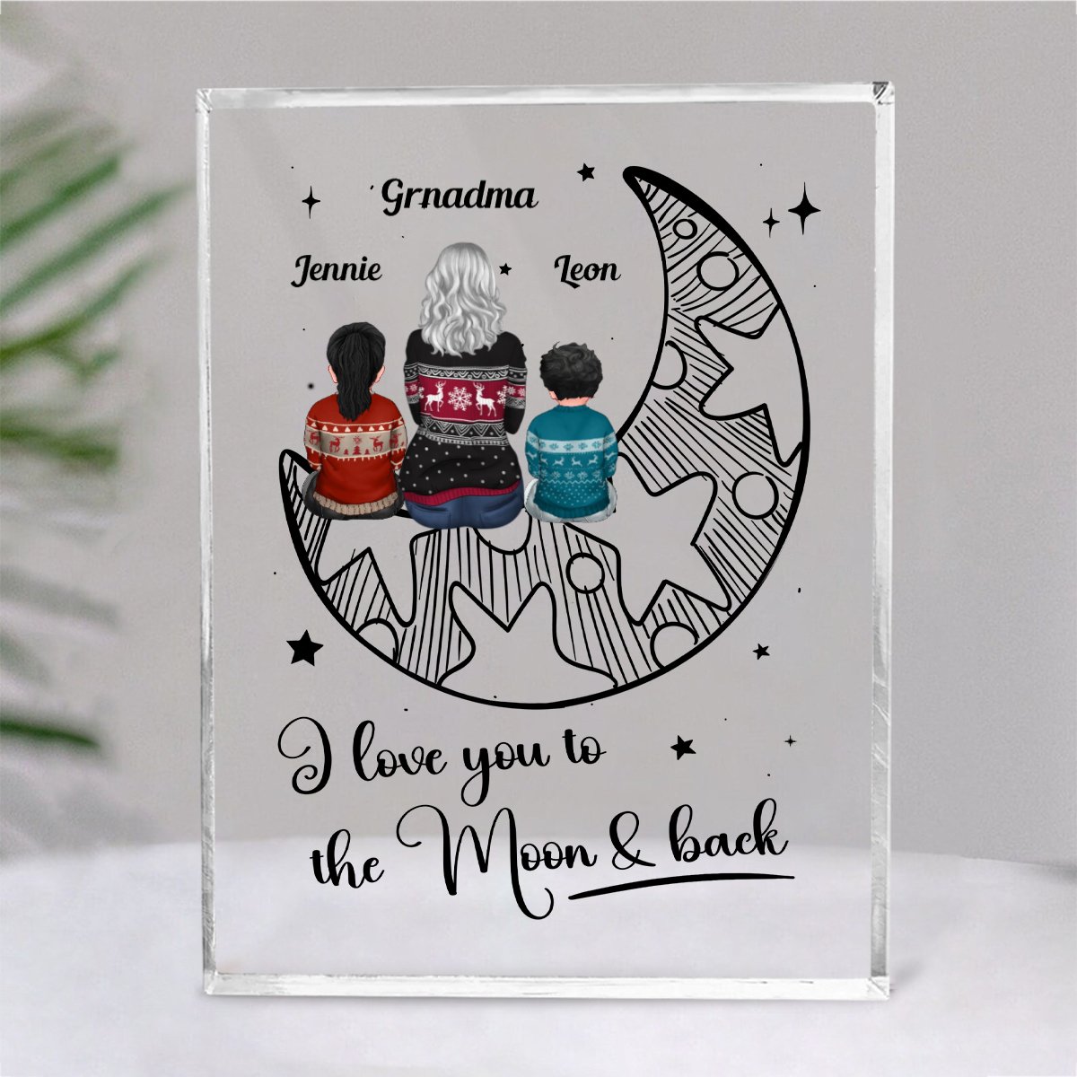 Grandma - I Love You To The Moon & Back - Personalized Acrylic Plaque (SA) - Makezbright Gifts