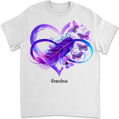 Grandma - Infinity Butterfly Love Family - Personalized T - shirt (LH) - Makezbright Gifts