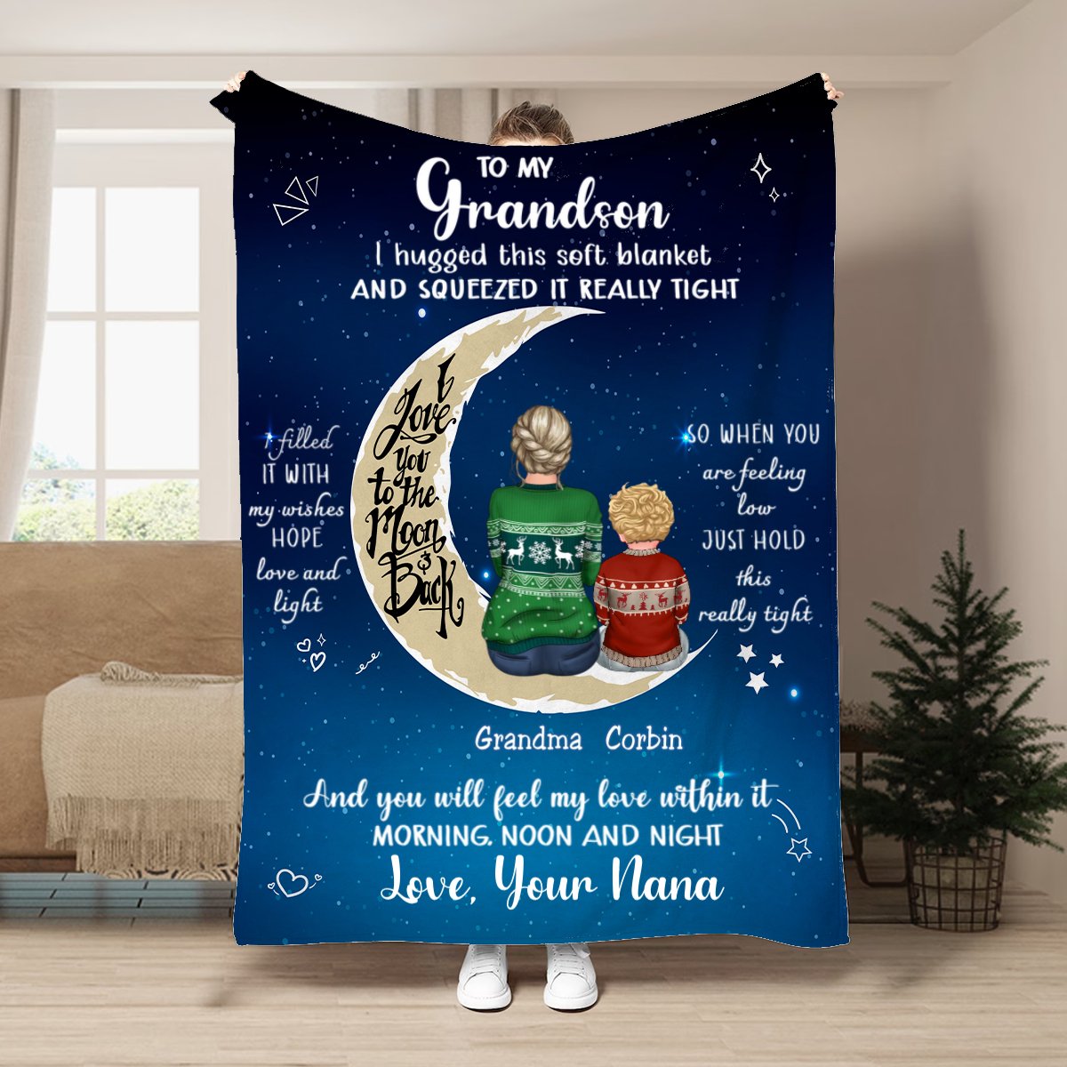 Grandma - To My Granddaughter I Love You To The Moon And Back - Personalized Blanket (HN) - Makezbright Gifts