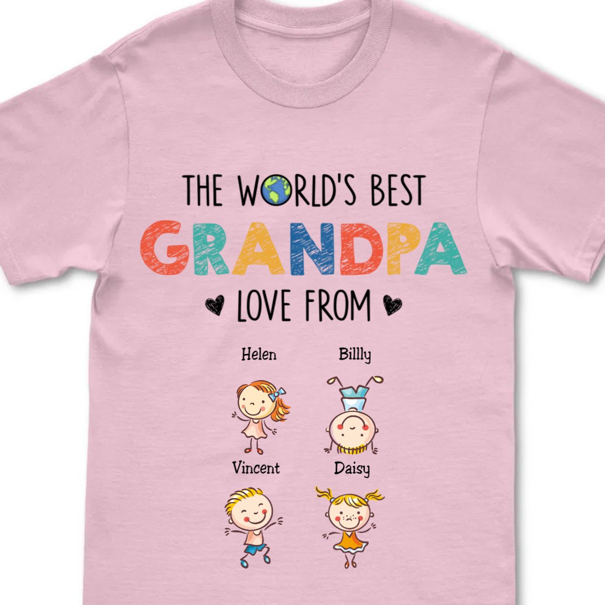 Grandpa - The World's Best Grandpa Love From - Personalized Unisex T - Shirt (LH) - Makezbright Gifts