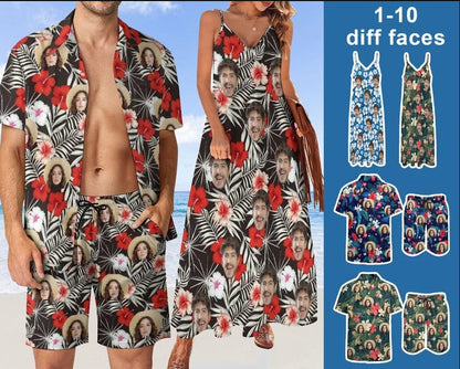 Hawaii - Custom Face Dress Woman - Couple Hawaiian Shirt - Personalized Swimsuit - Makezbright Gifts