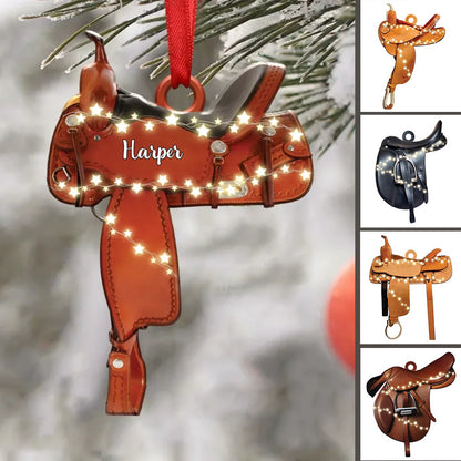 Horse Lovers - Horse Saddle For Riding Horse - Personalized Christmas Ornament - Makezbright Gifts