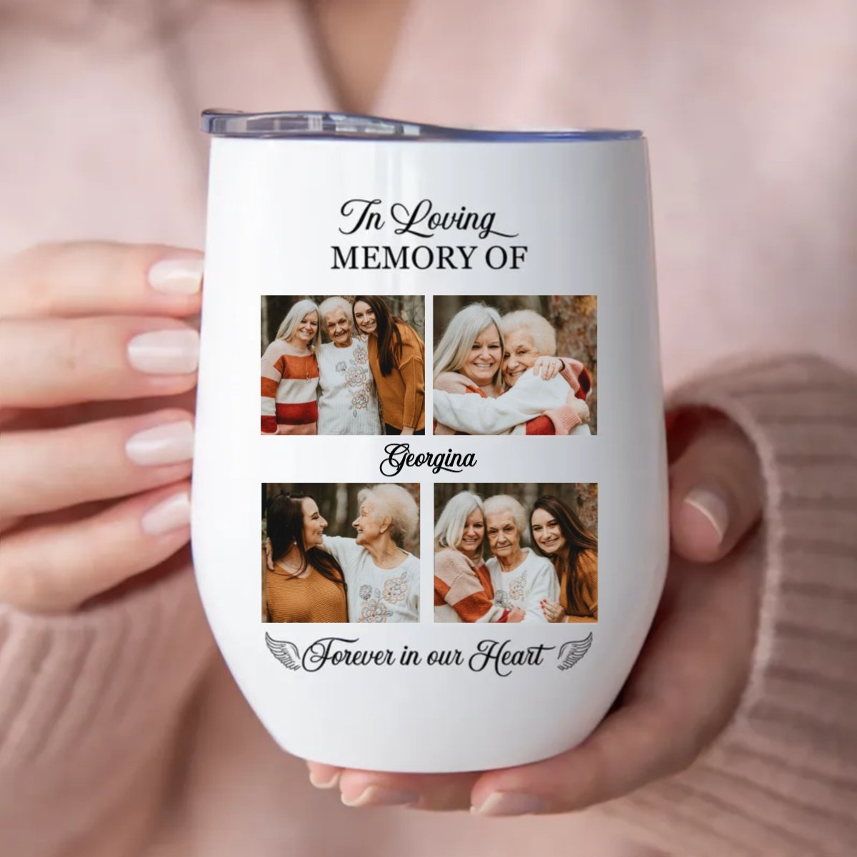 Memorial - In Loving Memory Of You Forever In Our Heart - Personalized Wine Tumbler - Makezbright Gifts