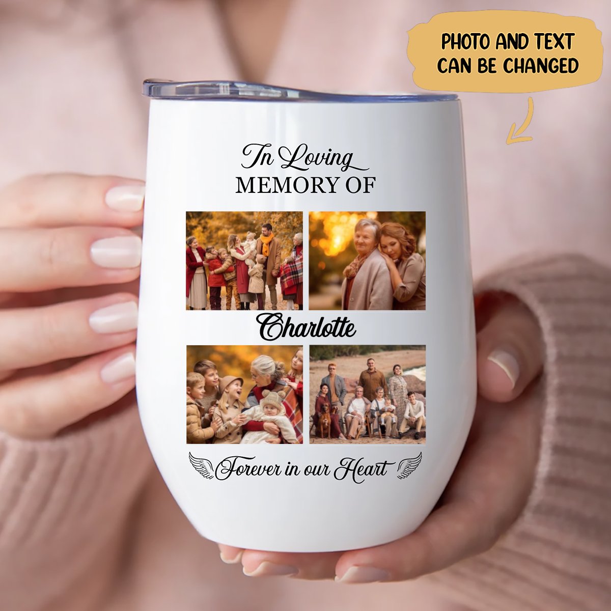 Memorial - In Loving Memory Of You Forever In Our Heart - Personalized Wine Tumbler - Makezbright Gifts