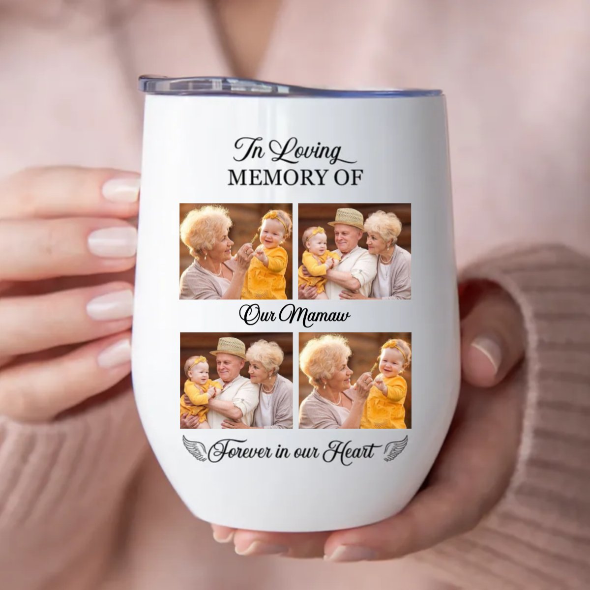 Memorial - In Loving Memory Of You Forever In Our Heart - Personalized Wine Tumbler - Makezbright Gifts