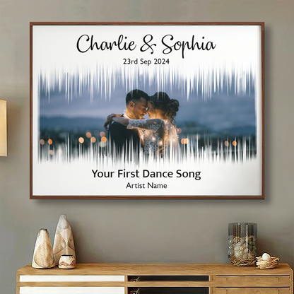 Couple First Dance Song QR Code Wedding Anniversary Gift Photo Inserted Personalized Poster