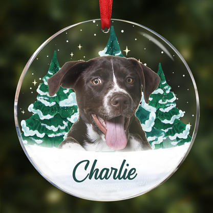 Custom Photo Pet Face Christmas Trees - Personalized Circle Acrylic Ornament