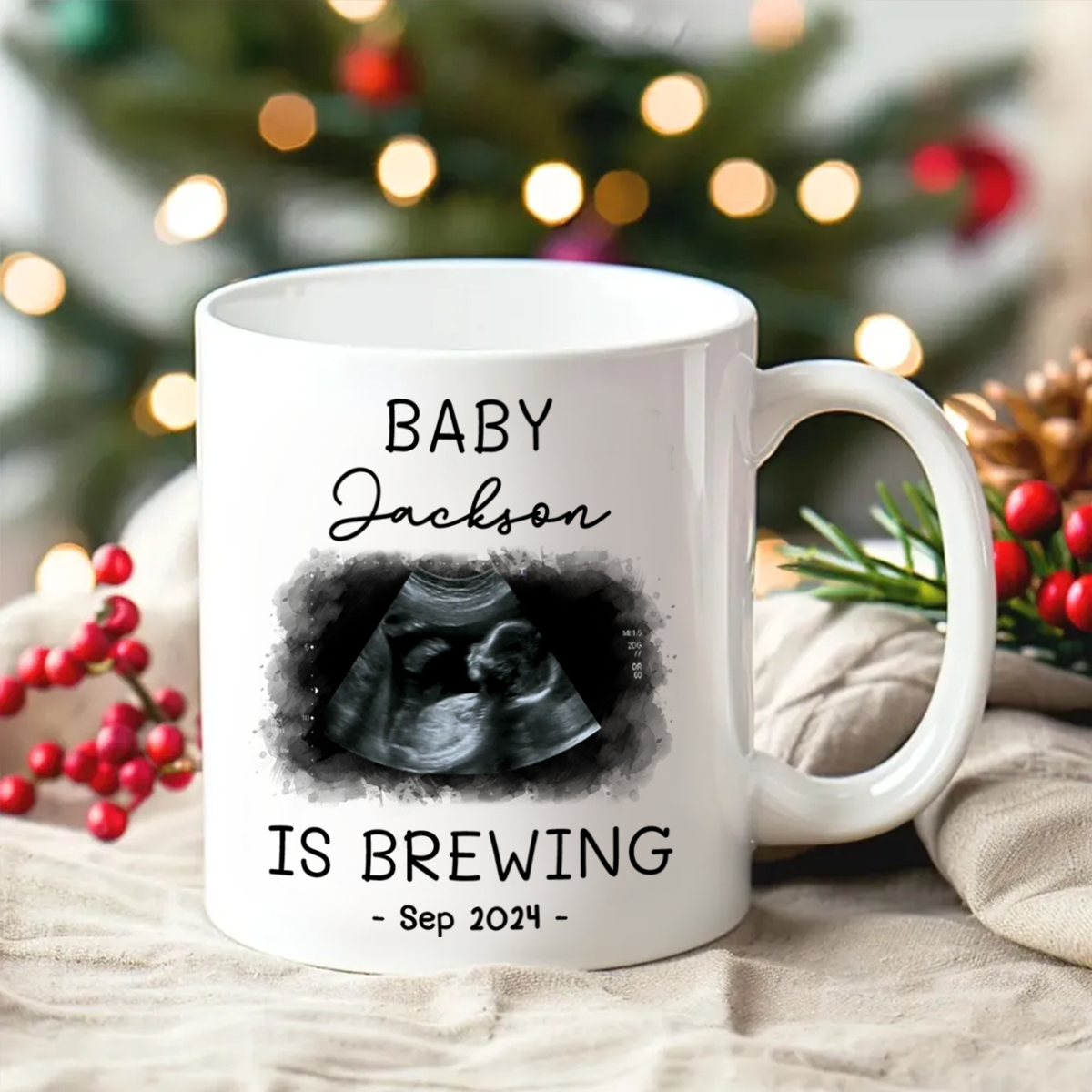 Personalized Baby Announcement Ceramic Mug, Pregnancy Reveal To Grandparents or Aunt and Uncle, to Husband, Baby Coming Soon