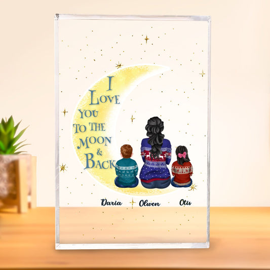 Mother And Daughter - I Love You To The Moon And Back - Personalized Acrylic Plaque - Makezbright Gifts