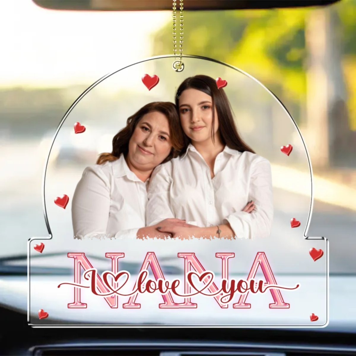 Mother - Custom Photo Love Mom Nana - Personalized Acrylic Car Hanger (HJ) - Makezbright Gifts