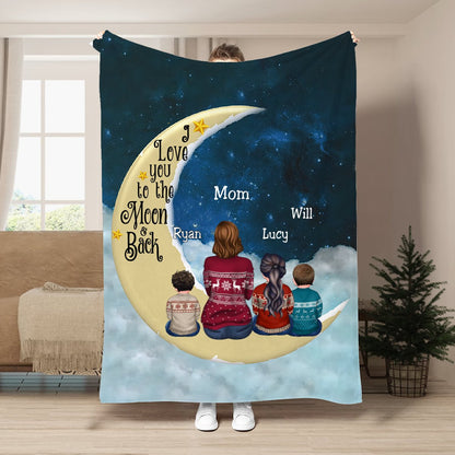 Mother - I Love You To The Moon And Back - Personalized Blanket (M1) - Makezbright Gifts