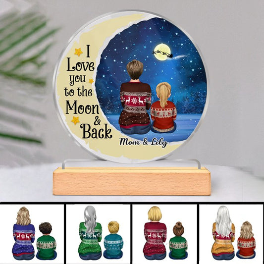 Mother - I love you to the moon and back - Personalized Circle Acrylic Plaque (M12) - Makezbright Gifts