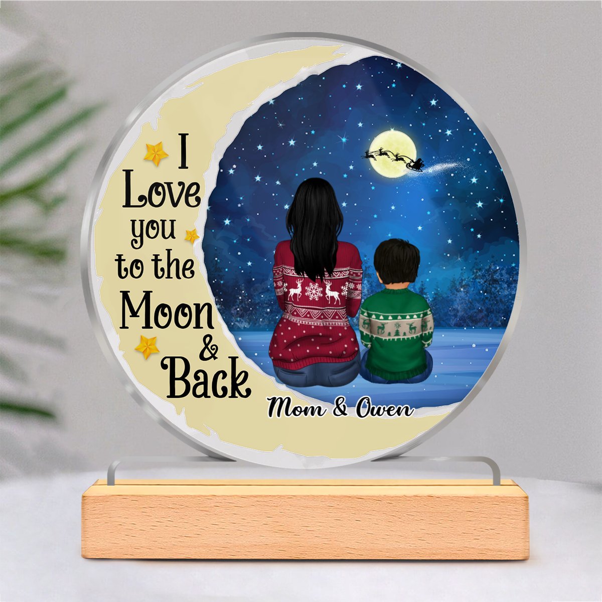 Mother - I love you to the moon and back - Personalized Circle Acrylic Plaque (M12) - Makezbright Gifts