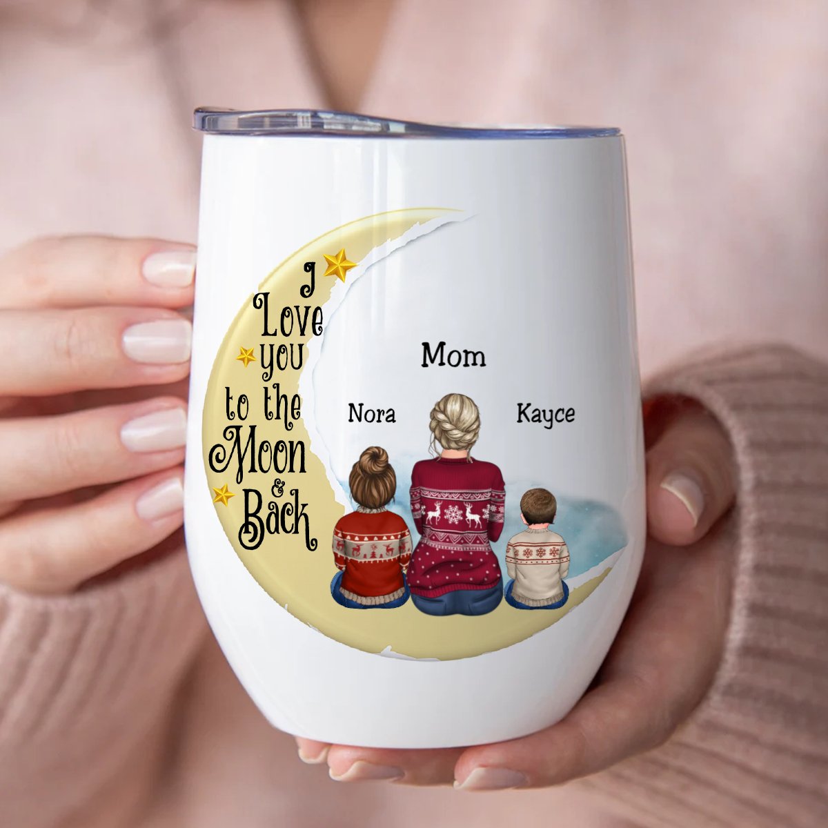 Mother - I Love You To The Moon And Back - Personalized Wine Tumbler (M10) - Makezbright Gifts