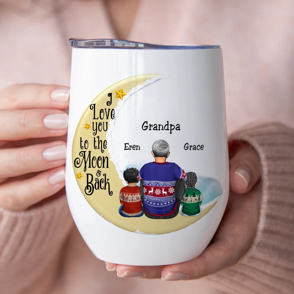 Mother - I Love You To The Moon And Back - Personalized Wine Tumbler (M10) - Makezbright Gifts