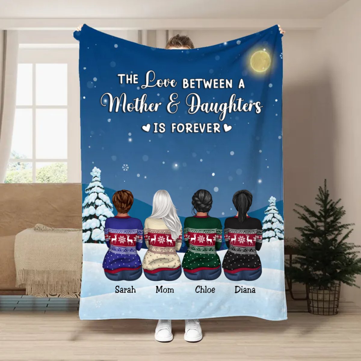 Mother - The Love Between A Mother And Daughters Is Forever - Personalized Blanket (AA) - Makezbright Gifts