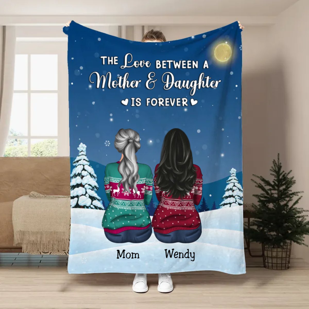 Mother - The Love Between A Mother And Daughters Is Forever - Personalized Blanket (AA) - Makezbright Gifts