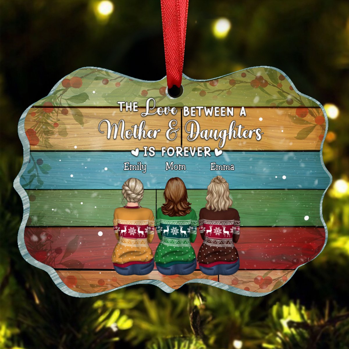 Mother - The Love Between A Mother And Daughters Is Forever - Personalized Ornament - Makezbright Gifts