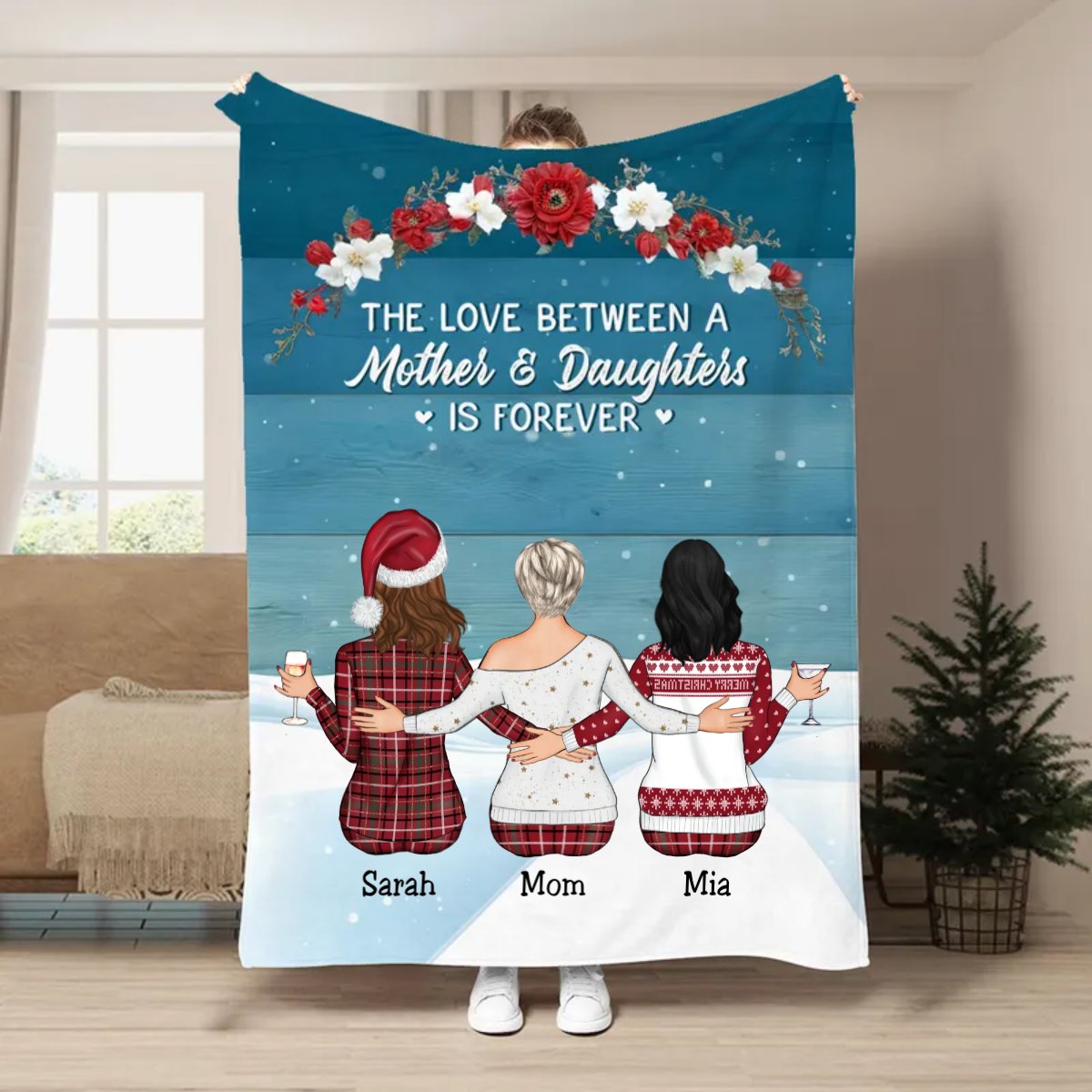 Mother - The Love Between Mother And Daughters Is Forever - Personalized Blanket - Makezbright Gifts