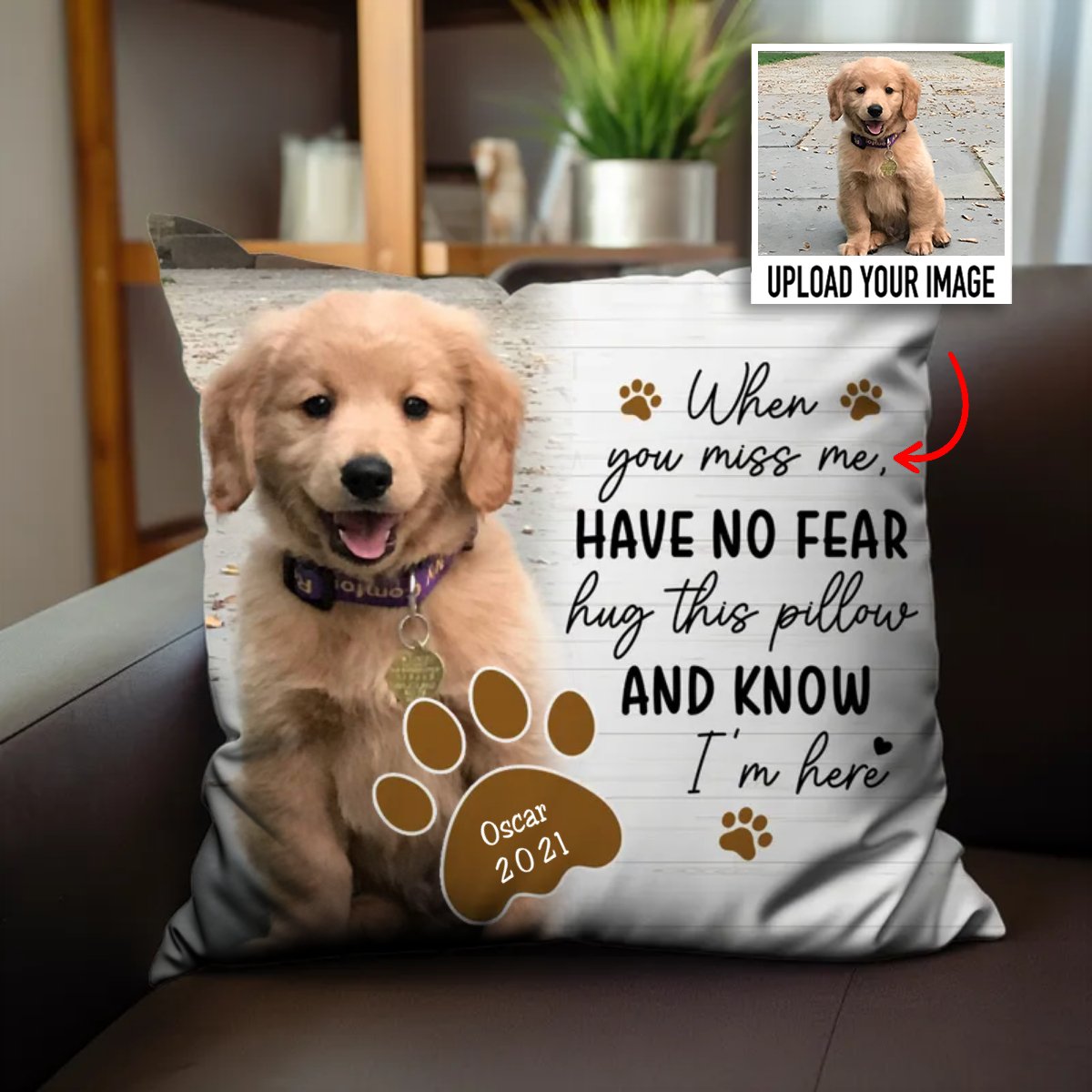 Pet Lover - Custom Photo Hug This Pillow And Know I'm Here - Personalized Pillow - Makezbright Gifts