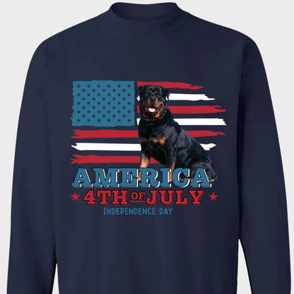 Pet Lovers - 4th Of July Custom Photo The Best Companionship Is With A Pet - Personalized Unisex T - shirt, Hoodie, Sweatshirt - Makezbright Gifts