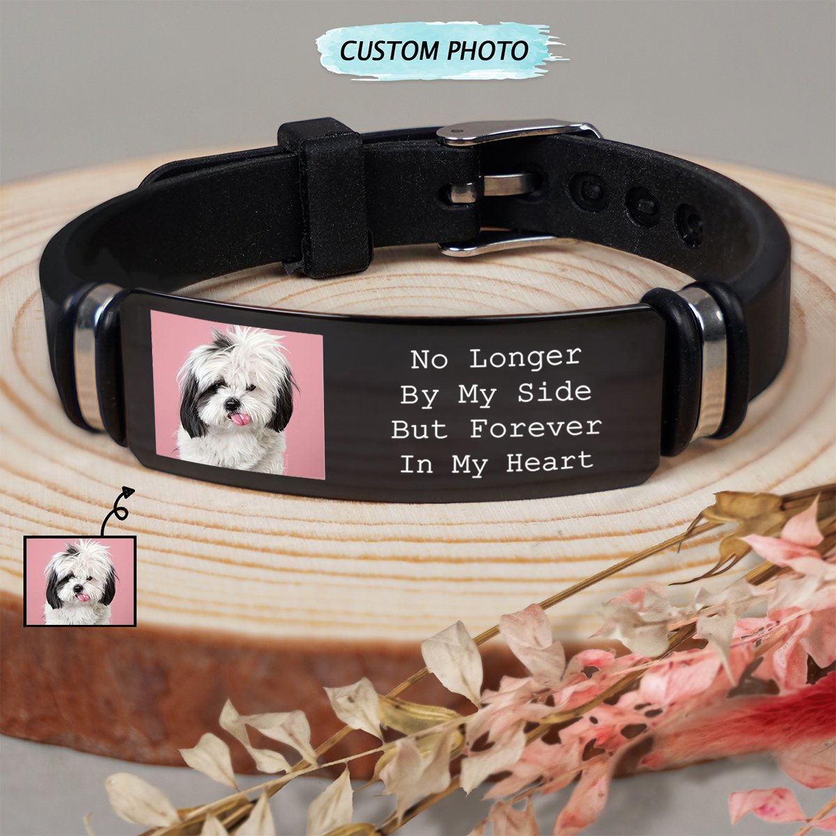 Pet Lovers - Custom Photo Forever In My Heart - Personalized Engraved Bracelet - Makezbright Gifts