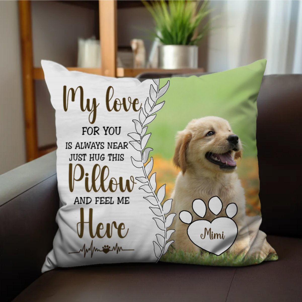 Pet Lovers - Custom Photo Hug This Pillow Then You Know I'm Here - Personalized Pillow - Makezbright Gifts