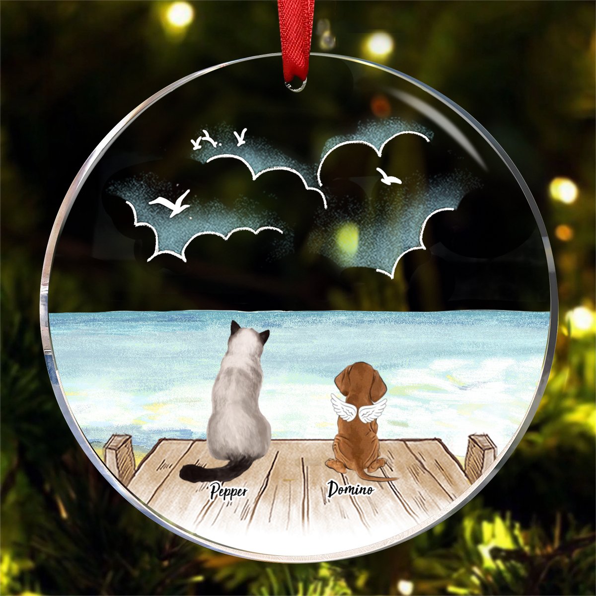 Pet Lovers - Dog Cat Ornament - Personalized Circle Ornament - Makezbright Gifts