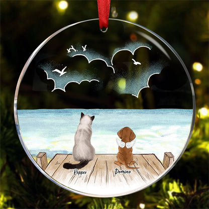 Pet Lovers - Dog Cat Ornament - Personalized Circle Ornament - Makezbright Gifts