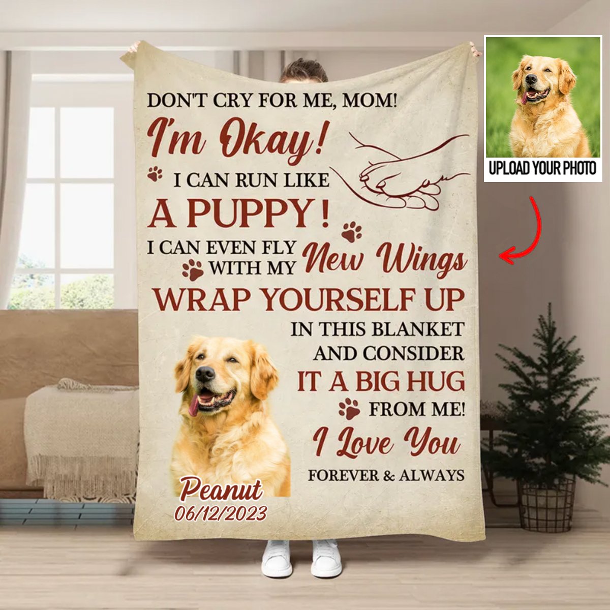 Pet Lovers - Don't Cry For Me I'm Okay - Personalized Blanket - Makezbright Gifts