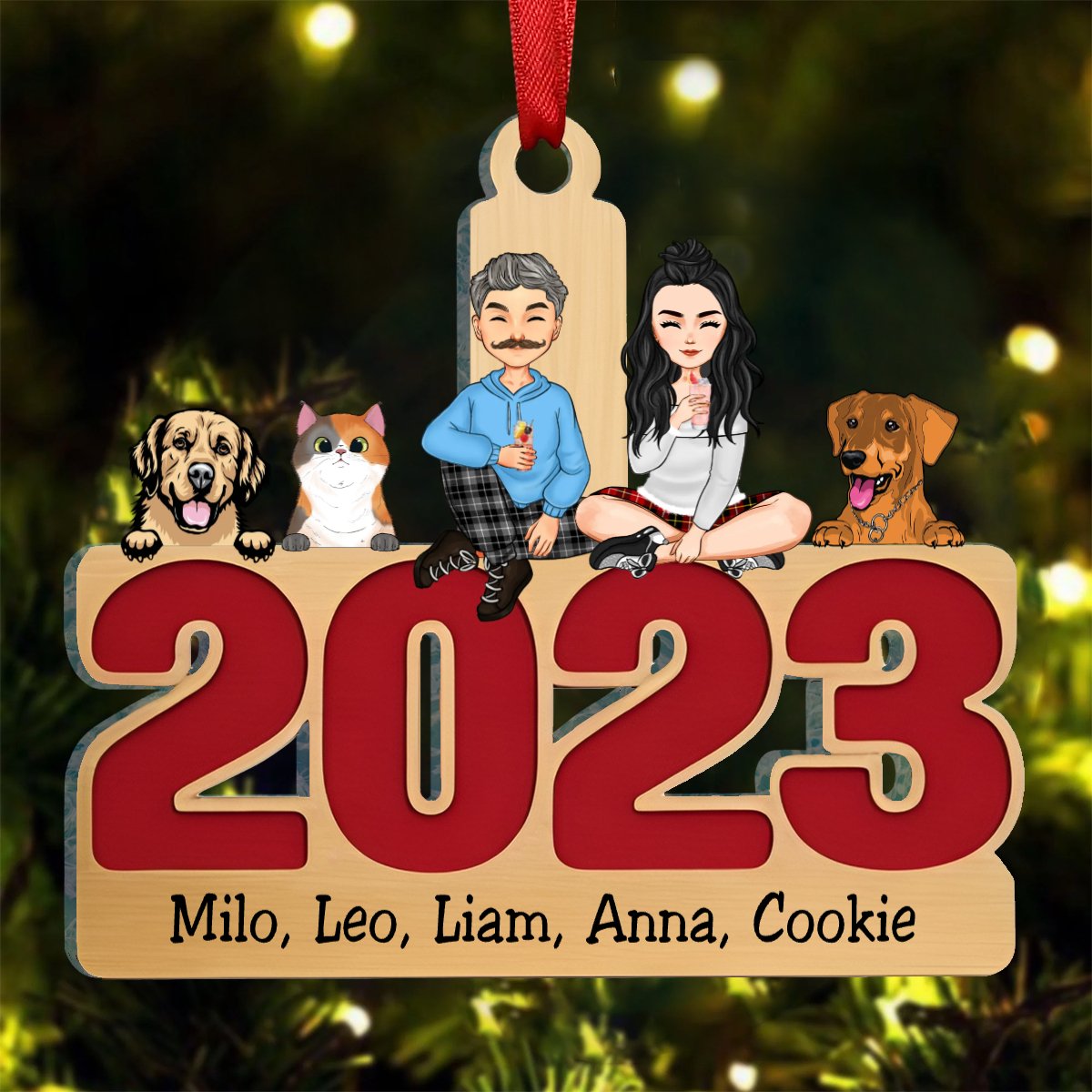 Pet Lovers - Happy Howlidays With All Our Love - Personalized Transparent Ornament Ver 2 (LH) - Makezbright Gifts