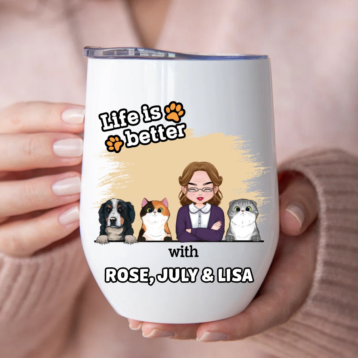 Pet Lovers - Like Is Better With Pets - Personalized Wine Tumbler - Makezbright Gifts