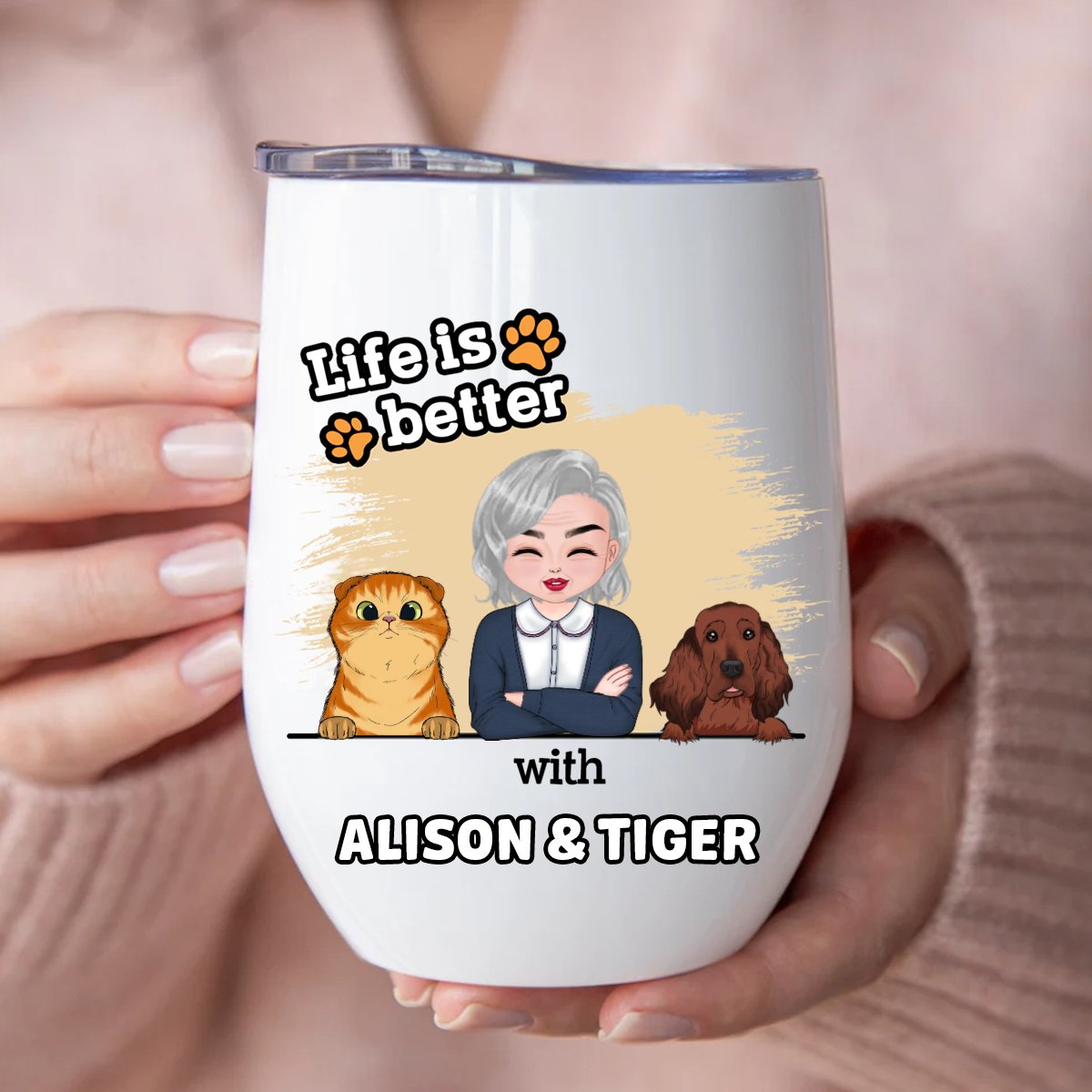 Pet Lovers - Like Is Better With Pets - Personalized Wine Tumbler - Makezbright Gifts