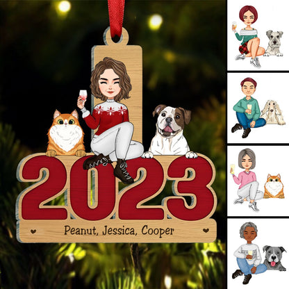 Pet Lovers - May Your Christmas Be Furry And Bright - Personalize Acrylic Ornament - Makezbright Gifts