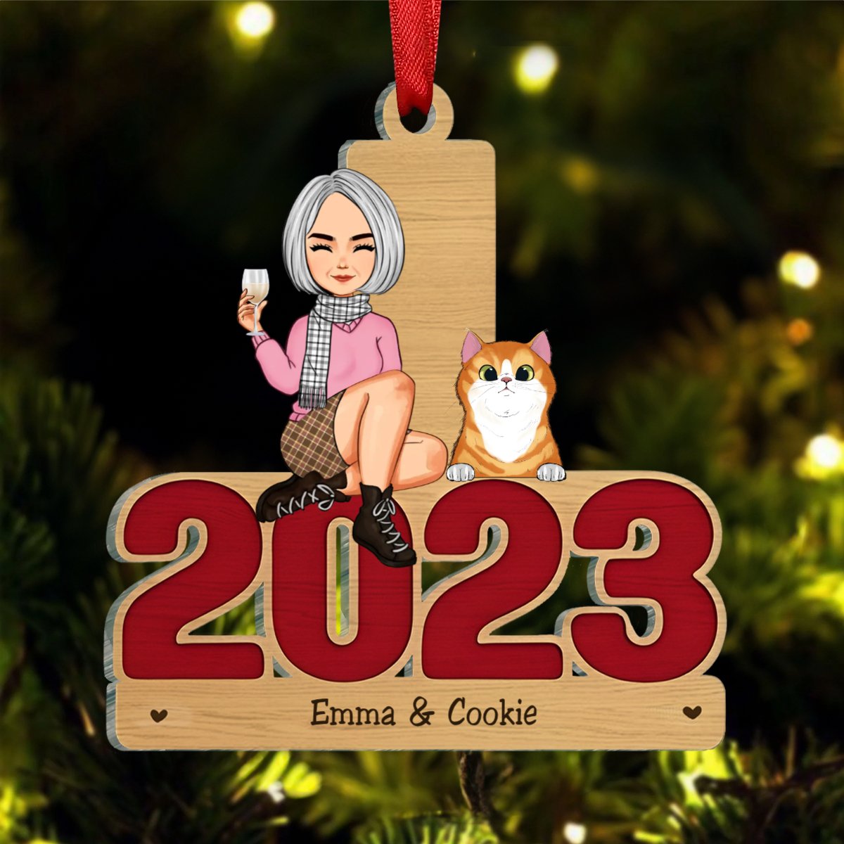 Pet Lovers - May Your Christmas Be Furry And Bright - Personalize Acrylic Ornament - Makezbright Gifts