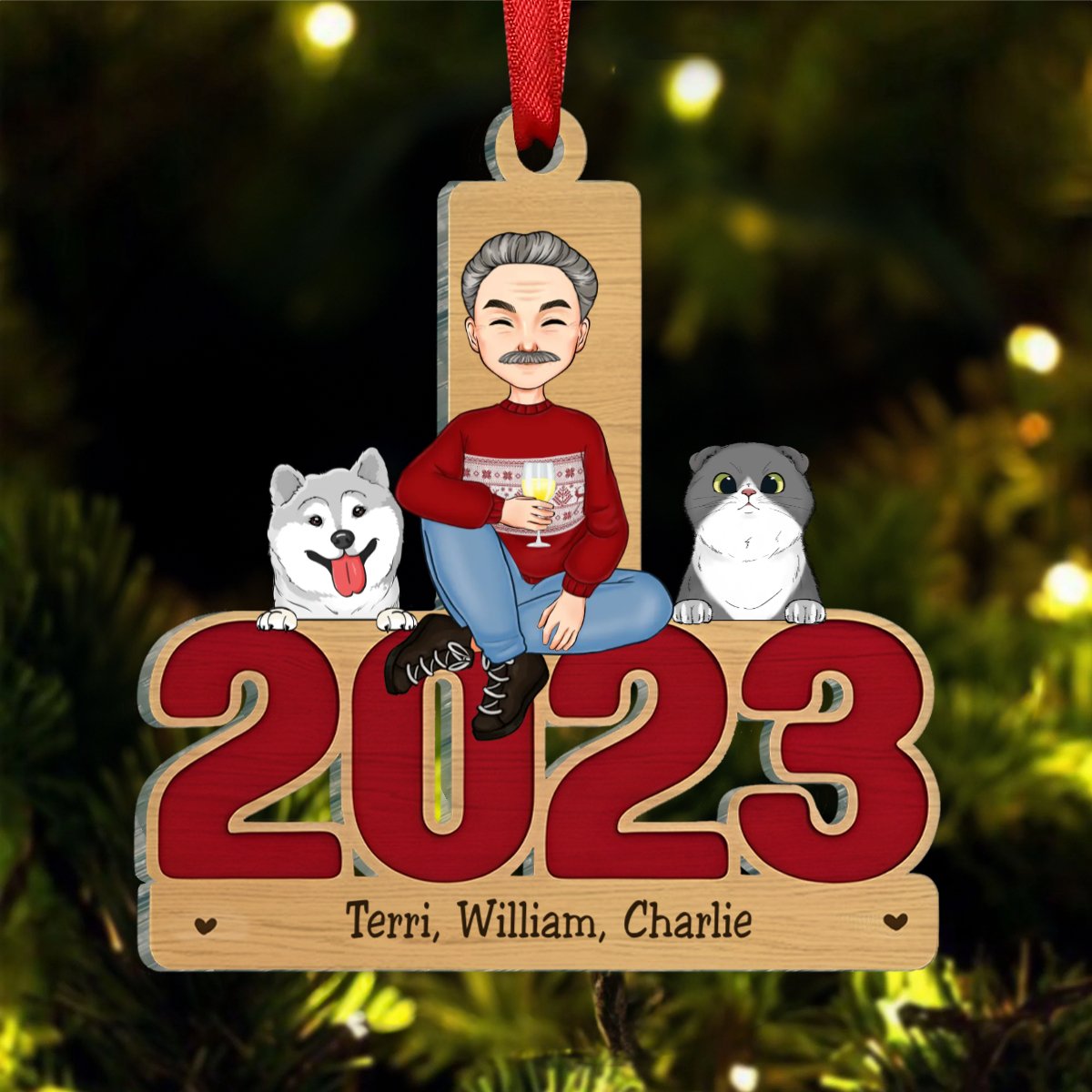 Pet Lovers - May Your Christmas Be Furry And Bright - Personalize Acrylic Ornament - Makezbright Gifts