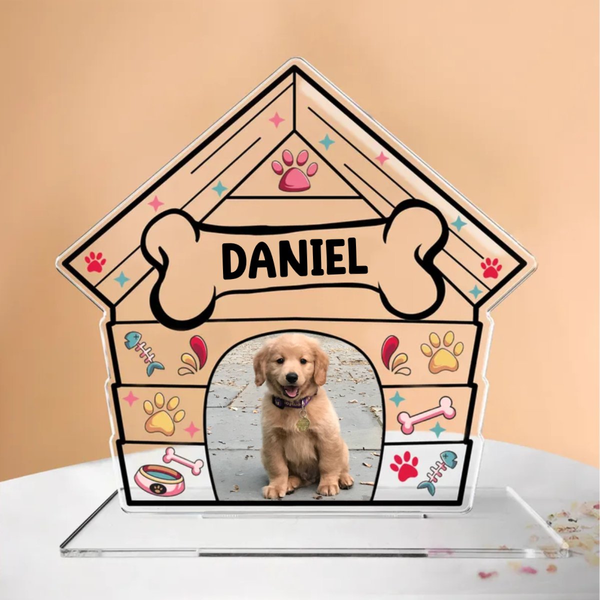 Pet Lovers - Pet Photo Dog House - Personalized Acrylic Plaque - Makezbright Gifts