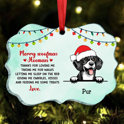 Pet Lovers - Thank You Hooman - Personalized Acrylic Ornament - Makezbright Gifts