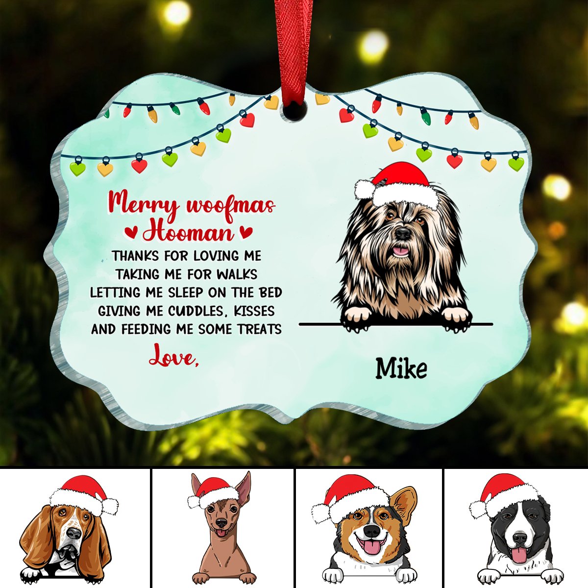 Pet Lovers - Thank You Hooman - Personalized Acrylic Ornament - Makezbright Gifts