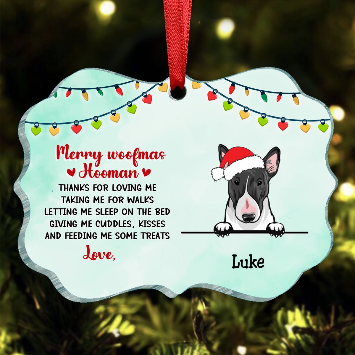 Pet Lovers - Thank You Hooman - Personalized Acrylic Ornament - Makezbright Gifts