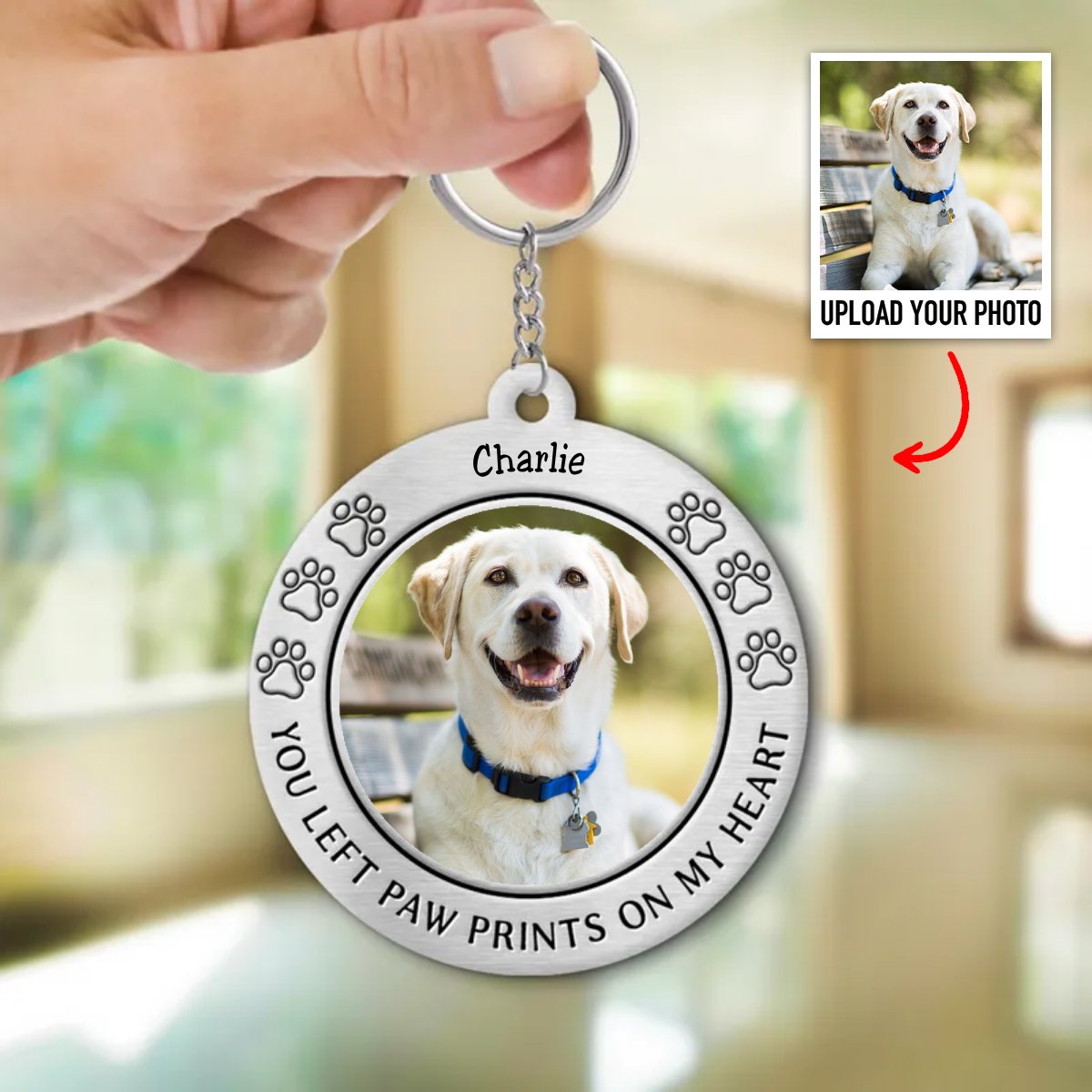 Pet Lovers - You Left Paw Prints On My Heart - Personalized Keychain - Makezbright Gifts