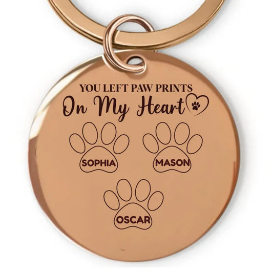 Pet Lovers - You Left Paw Prints On My Heart - Personalized Keyring (SA) - Makezbright Gifts