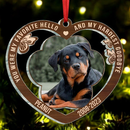 Pet Lovers - You Were My Favorite Hello And My Hardest Goodbye - Personalized Heart Ornament - Makezbright Gifts