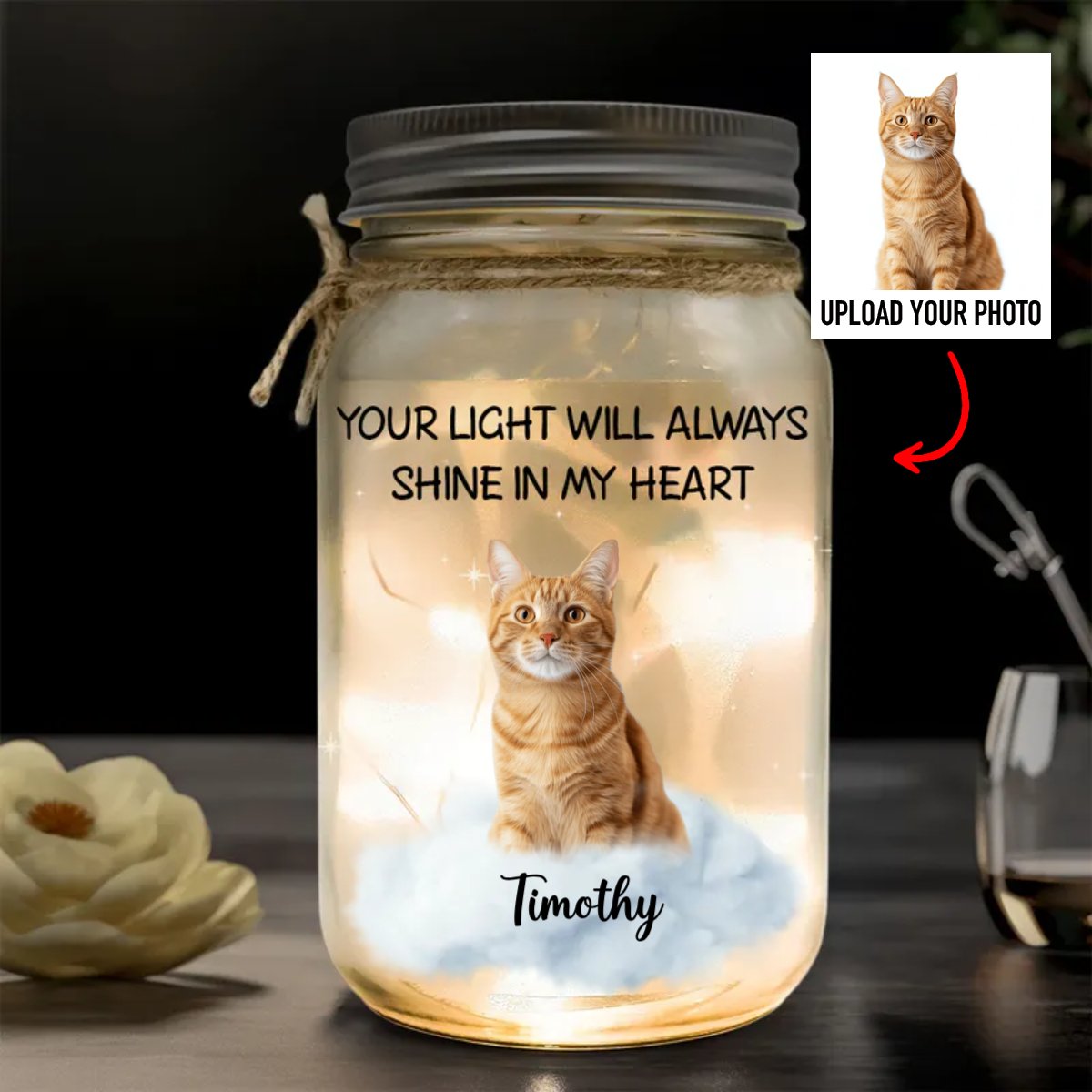 Pet Lovers - Your Light Will Always Shine In My Heart - Personalized Mason Jar Light - Makezbright Gifts