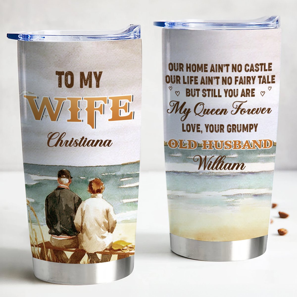 Royal Love Couple Tumbler - To My Beloved Wife, Forever My Reign - Customized Stainless Steel Tumbler - Makezbright Gifts