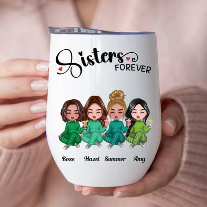 Sisters - Sisters Forever - Personalized Wine Tumbler (L) - Makezbright Gifts