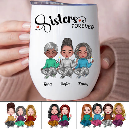 Sisters - Sisters Forever - Personalized Wine Tumbler (L) - Makezbright Gifts