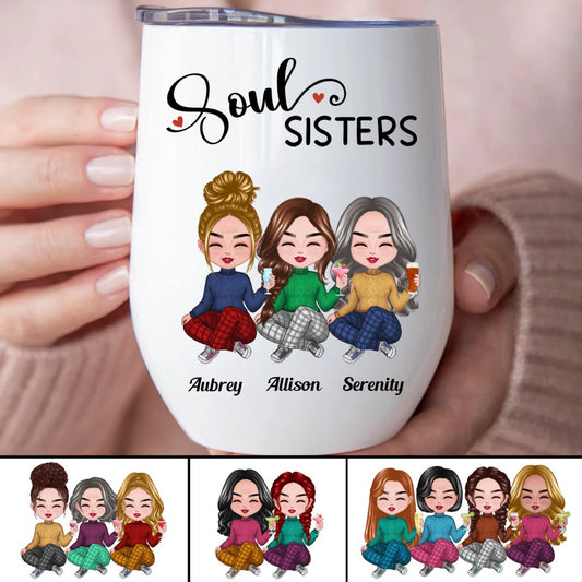 Sisters - Soul Sisters - Personalized Wine Tumbler - Makezbright Gifts