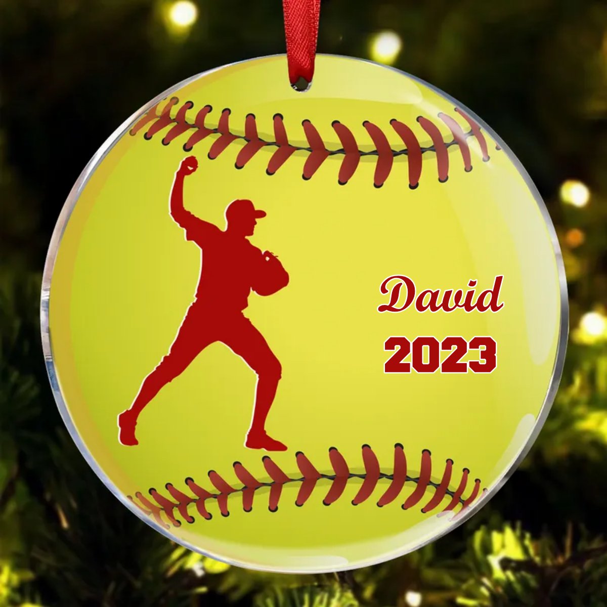 Softball Lovers - Softball - Personalized Circle Ornament - Makezbright Gifts